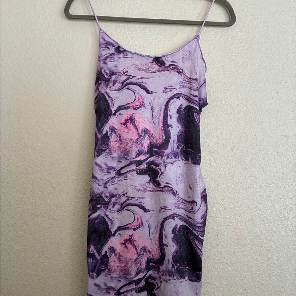 SHEIN Purple Marble Print Mini Dress – Size S